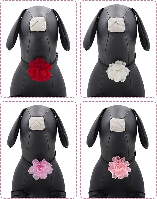PET SHOW Valentines Small Dogs Flower Charms Slide Collar Accessories for Medium Large Dogs Cat Puppies Rabbit Pigs Collars Bows Grooming Supplies