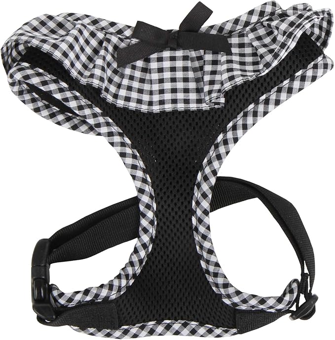 Puppia Vivien Dog Harness Over-The-Head All Season Cute No Pull No Choke Walking Training Adjustable for Small Dog, Black, X-Small