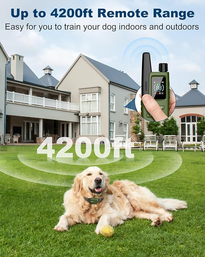 Jugbow Dog Shock Collar - 4200FT Dog Training Collar with Remote Innovative IPX7 Waterproof with 4 Training Modes, Rechargeable E-Collar for All Breeds