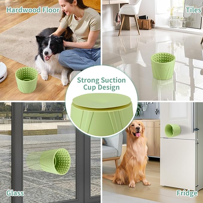 Dog Lick Bowl - Anxiety Relief Slow Feeder Lick Mat, Treat Dispenser, Non-Slip Enrichment Toy for Small, Medium and Large Breeds, BPA Free Silicone (Green, S)
