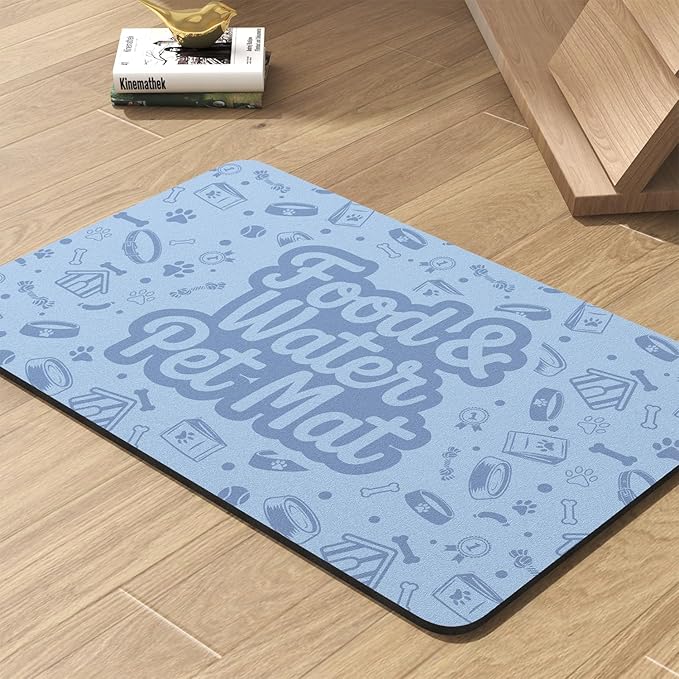 Pet Feeding Mat-Absorbent Dog Mat for Food and Water Bowl-No Stains Quick Dry Water Dispenser Mat-Dog Accessories Pet Supplies-Bowl for Messy Drinkers（Words,17"x34"