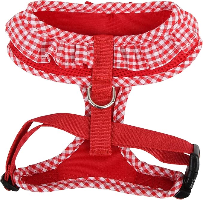 Puppia Vivien Dog Harness Over-The-Head All Season Cute No Pull No Choke Walking Training Adjustable for Small Dog, Red, X-Small