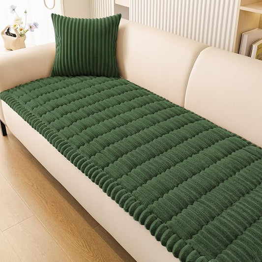 Smiry Couch Cover for Dogs Washable, Non Slip Fuzzy Pet Couch Covers for 3 Cushion Sofa Pet Friendly, Thick Soft Sofa Slipcovers Cushion Protector (Dark Green, 27.6" x 47")