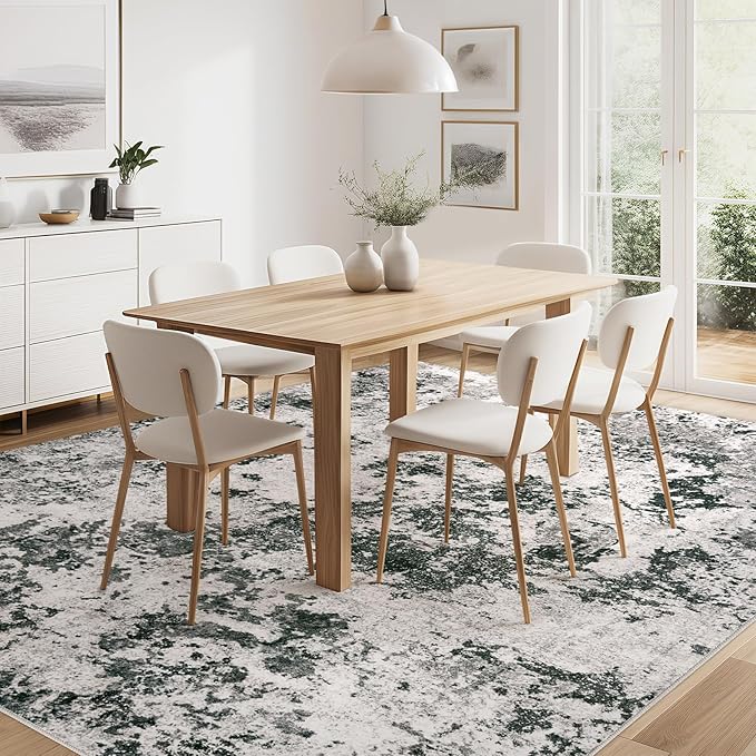 Area Rugs for Living Room: 5x8 Abstract Washable Rug Modern Neutral Large Soft Stain Resistant Non-Slip Backing Machine Table for Bedroom Dining Room Indoor Home Office Carpet - Dark Grey