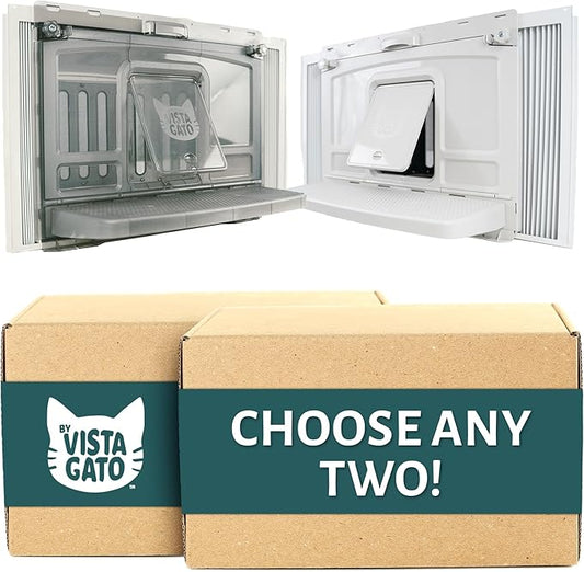 2-Pack Window Catio Bundle – Choose Any 2: Catio, Perch, or Litter Box | All-Weather, Easy Clean, Odor Control, Space-Saving, 2-Year Warranty, Made in USA
