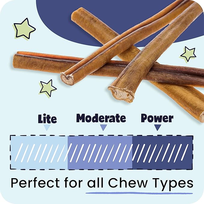 Pawstruck All-Natural 12" Bully Sticks for Dogs - Long Lasting, Rawhide-Free, Low Odor & Grain-Free Dental Chew Treat - Healthy Single Ingredient, 100% Real Beef - 1 lb Bag