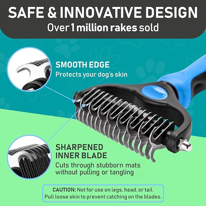 Maxpower Planet Original Pet Grooming Rake - Double-Sided Deshedding Dematting Tool, Undercoat Rake for Dogs & Cats, Extra-Wide Dog Grooming Brush & Deshedder Comb for Long Hair, Reduces Shedding 95%