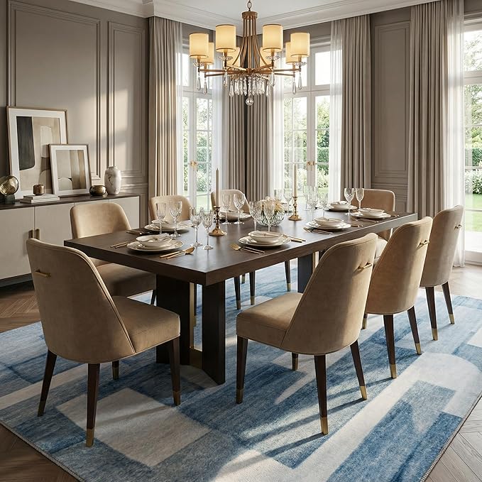8X10 Area Rugs Modern Abstract Large Carpet for Living Room Bedroom Dining Room Office Nursery, Non Slip Washable Blue Rugs 8X10 Geometric Pattern Thin 8 by 10 Indoor Home Decor Pet & Child Friendly