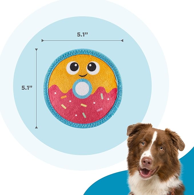 Outward Hound Tough Skinz Durable Squeaky Dog Toy with Two Tough Layers, Donut, Multicolor, Small