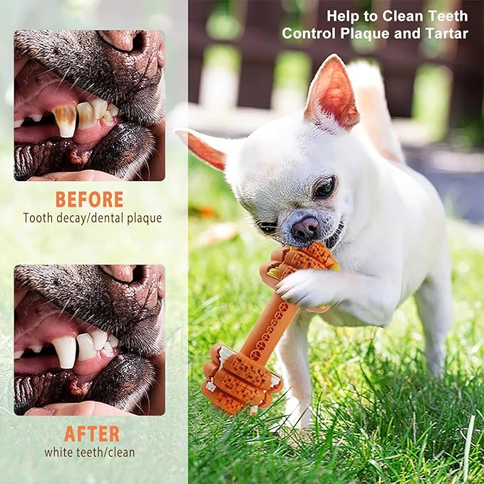 Dog Chew Toys for Aggressive Chewers,Food Grade Non-Toxic Dental Pet Toy,Tough Durable Indestructible Dog Toys for XSmall Dogs.Orange（5IB-8IB）