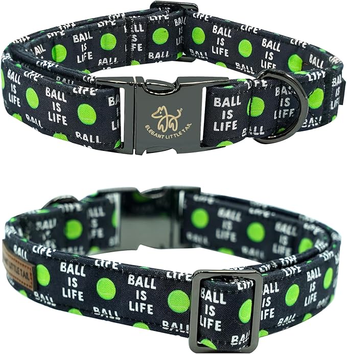 Elegant little tail Dog Collar, Holiday Pet Collar Boy Dog Collar Durable Dog Collars Ball Print Soft Pet Gift Adjustable Dog Collar for Small Medium Large Dogs