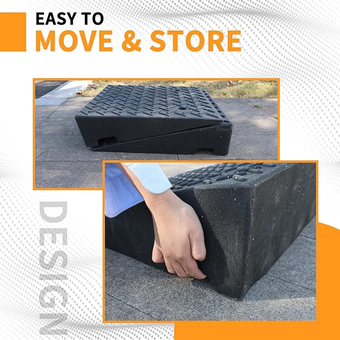 Curb Ramps for Driveway 7.5" Rise Height 2 Pack Heavy Duty Rubber Threshold Ramp, Portable Driveway Ramps for Cars Wheelchairs Motorcycle Scooter Lawn Mower, 7000lbs Load Capacity
