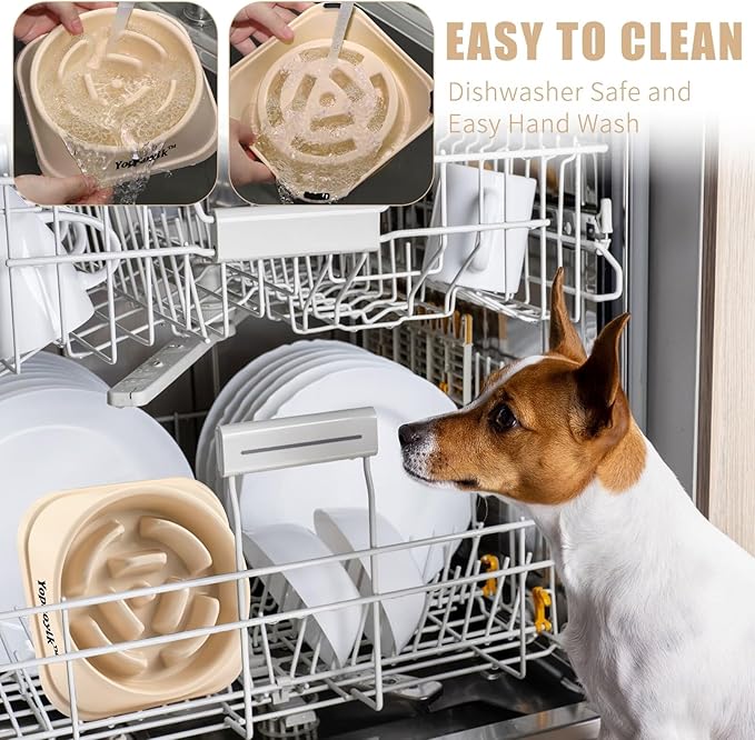 Slow Feeder Dog Bowls for Healthy Eating, Non-Slip and Anti-Choking Design, Reduces Bloating & Overeating for Large Dogs, Easy to Clean