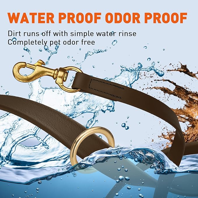 Viper Biothane K9 Working Dog Leash Waterproof Lead for Tracking Training Schutzhund Odor-Proof Long Line with Solid Brass Snap for Puppy Medium and Large Dogs 6ft, Dark Chocolate Brown