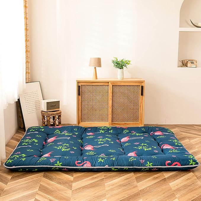 MAXYOYO Flamingo Japanese Floor Mattress Futon Mattress Boys Girls Foldable Bed Camping Mattress Floor Lounger Bed Couches and Sofas Mattress Topper King Size