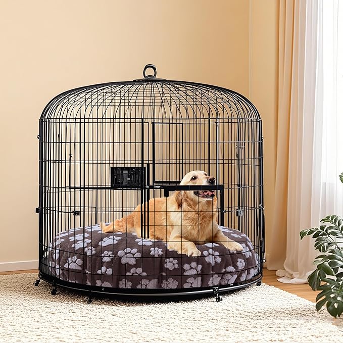 BALAPET Washable Dog Bed Covers Replacement Round Waterproof Bed Cover for Dog Soft Pet Bed Cover with Lovely Dog Paw Print and Double-Sided Usable Design,Cover Only(Brown,30 * 30 * 10in)