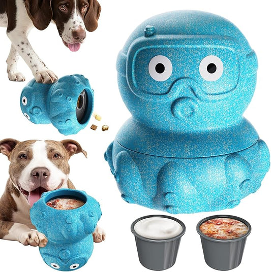 KADTC 3 in 1 Large-Size Octopus Durable Dog Fillable & Frozen Lick Treat Toy No-Transfer Freeze & Play,Long-Lasting Ultimate Boredom Buster, Kibble Dispenser Food Ball & Tough Dogs Chew Toys BPA-Free