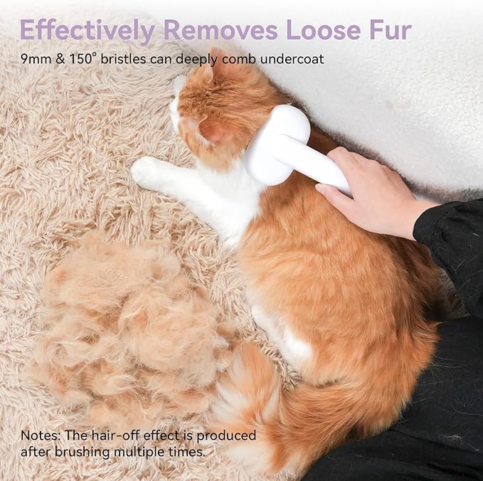 aumuca Cat and Dog Grooming Brush for Shedding, Removes Loose Fur from Long or Short Haired Pets - Ideal for Cats, Kittens, Rabbits, and More - Purple