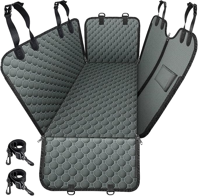Mancro Dog Car Seat Cover, 2025 Upgraded 600D Heavy Duty Waterproof & Scratch-Resistant Dog Hammock for Car, Back Seat Pet Cover for Dogs with Sedan and SUVs, X-Large, Grey