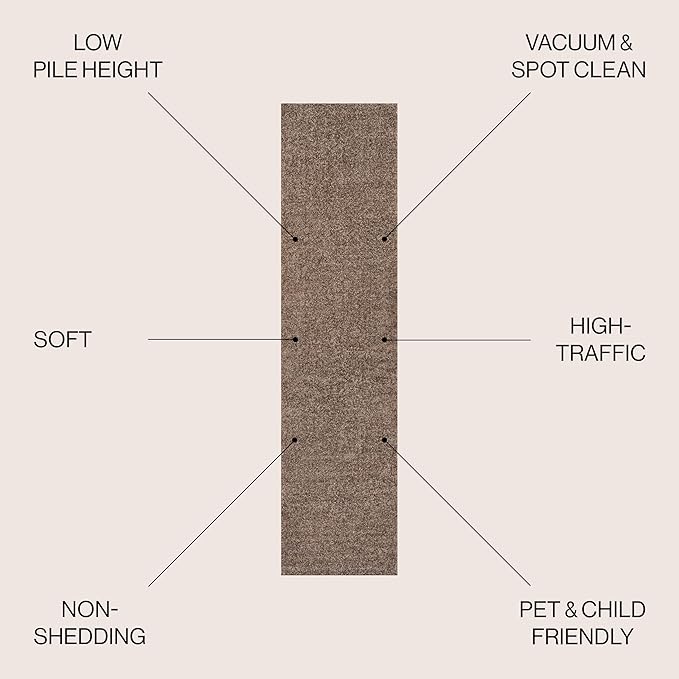 JONATHAN Y Haze Solid Low-Pile Brown Runner Rug 2x14, Coastal,Bohemian,Minimalist,Classic, Easy-Cleaning for Living Room,Bedroom,Kitchen,Pet Friendly,Non-Shedding (SEU100J-214)