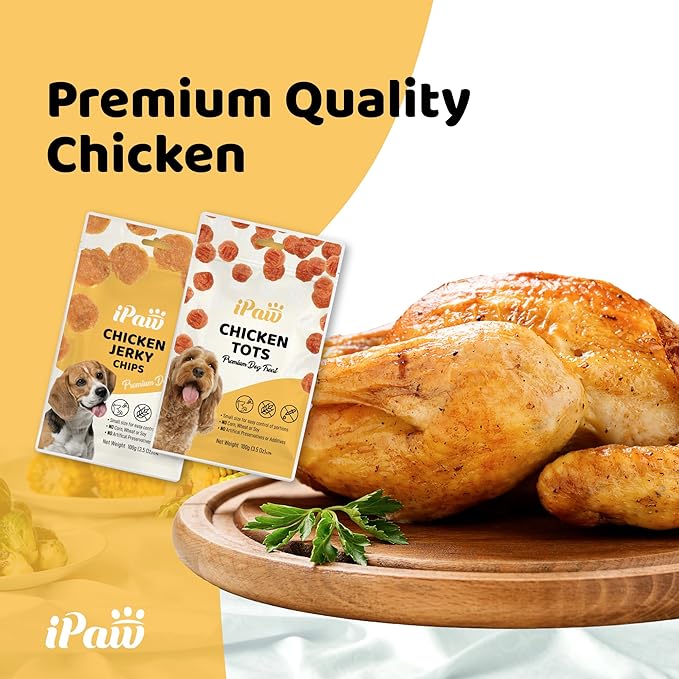 iPaw 5 Stock-Up Combo Chicken Chips Dog Treats for Puppy Training, All Natural Human Grade Dog Treat, Hypoallergenic, Easy to Digest (Chicken Chips), 5 Packs