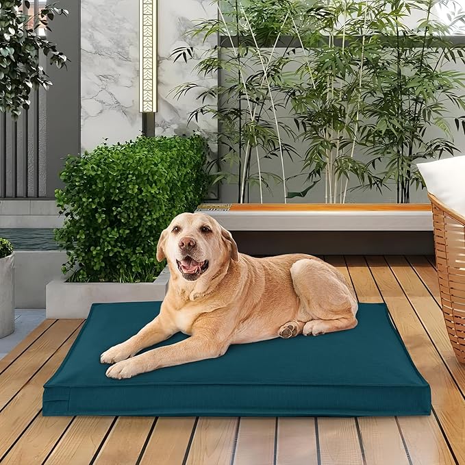 Dog Bed Covers Replacement Washable, Waterproof Dog Bed Cover with Zipper, 44Lx32Wx3H inch Durable Oxford Pet Bed Cover for Outdoor/Indoor Use, Cover Only, Cyan