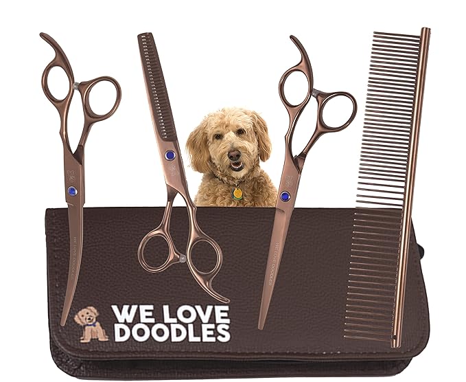 We Love Doodles Small Slicker Brush For Dogs & Dog Grooming Scissors Kit