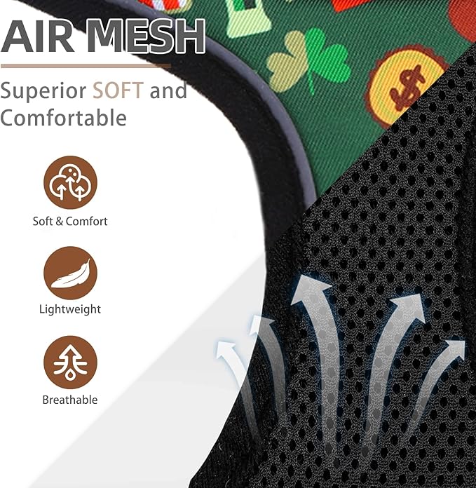 PUPTECK Soft Mesh Dog Harness and Leash Set Pet Puppy Cat Comfort Padded Vest No Pull Harnesses, St. Patrick's Deep Green, S