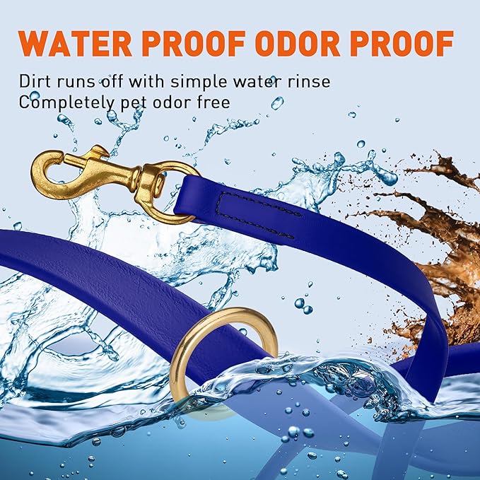 Viper Biothane K9 Working Dog Leash Waterproof Lead for Tracking Training Schutzhund Odor-Proof Long Line with Solid Brass Snap for Puppy Medium and Large Dogs 4ft, Blueberry Royal