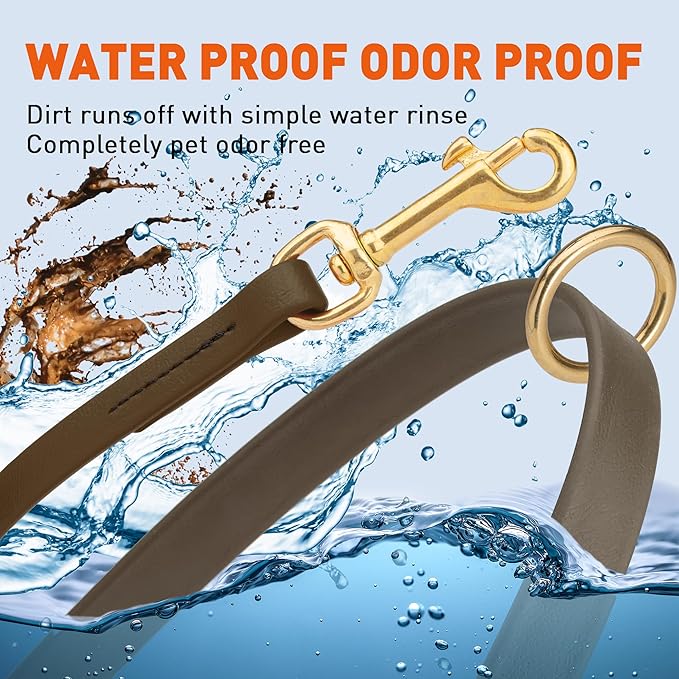 Viper Biothane K9 Working Dog Leash Waterproof Lead for Tracking Training Schutzhund Odor-Proof Long Line with Solid Brass Snap for Puppy Medium and Large Dogs 4ft, Dark Chocolate Brown