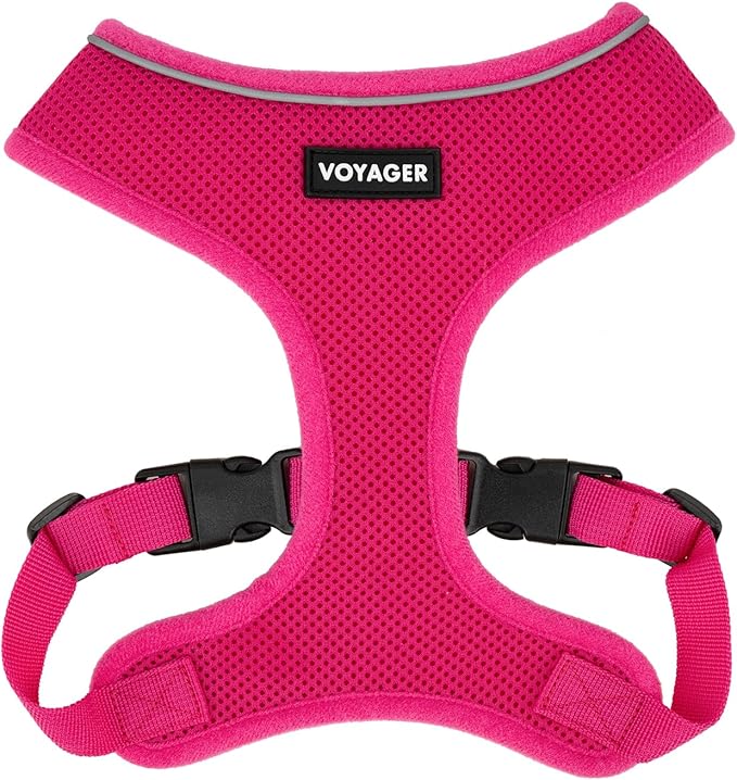 Voyager Aerolite Over The Head Dog Harness, No Pull Breathable Air Mesh Vest, Quick Dry with Reflective Stitching, Adjustable Escape Resistant Harness for Small Medium Large Dogs - Fuchsia, X-Small