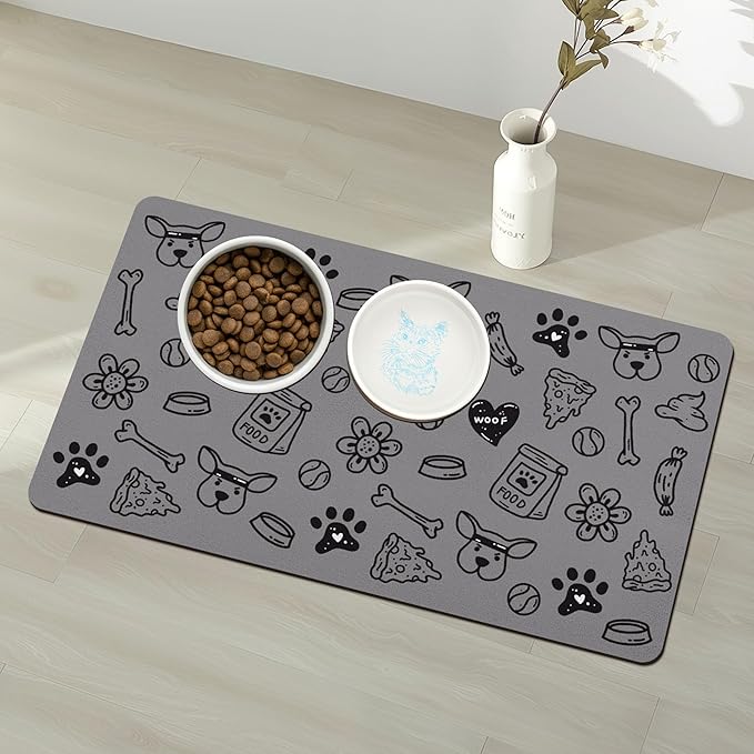 Pet Feeding Mat for Floors Waterproof Dog Mat for Food and Water Absorbent Quick Dry Non Slip mat for Cat Bowls