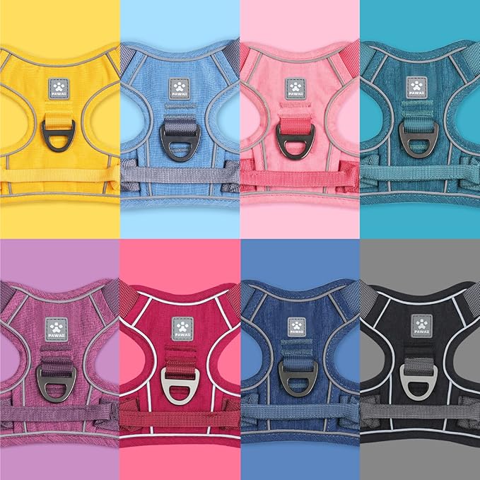 Pawaii No Pull Dog Harness with Pet ID Tag,Reflective Strips No Choke Front O Ring Breathable Mesh Adjustable Soft Padded Pet Vest with Easy Control Handle for Small Dogs