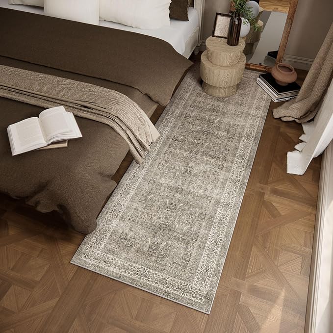 Washable Runners for Hallways Kitchen Rug: 2'6"x8' Runner Rugs Stain Resistant Non Slip Low Pile Soft Carpet Runners for Hallways Bedroom Entryway Indoor Beside Bathroom Laundry Room