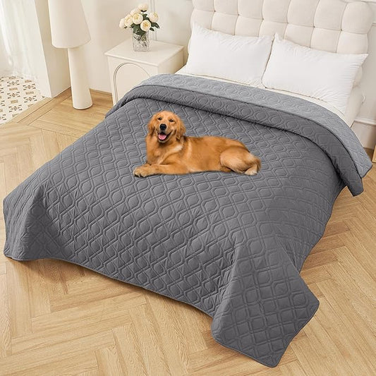 Smiry Reversible Waterproof Couch Covers for Sofa, Washable Dogs Pet Couch Covers for 3 Cushion Sofa Pet Friendly, Water Resistant Furniture Protector Slipcover, Geometric (82"x102", Grey/Light Grey)
