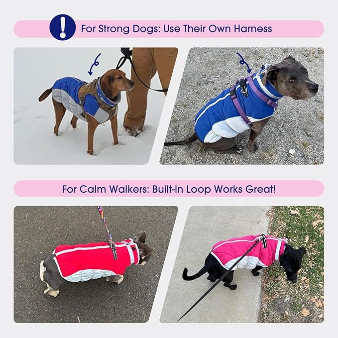 FUAMEY Dog Coat for Large Dogs,Waterproof Dog Winter Jacket with Harness Built in Puppy Cold Weather Coats Reflective Pet Vest with Zipper Warm Fleece Dogs Snowsuit Windproof Red XXXL