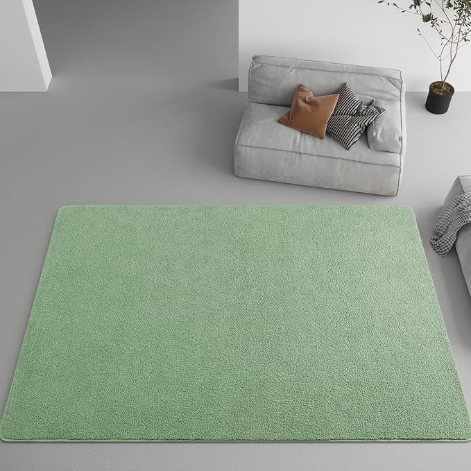 DweIke 4x6 Light Green Area Rugs for Bedroom, Super Soft Living Room Rug, Thickened Memory-Foam Throw Carpet, Non-Slip and Washable Carpets for Kids Boys Girls Room Dorm Nursery Home Decor