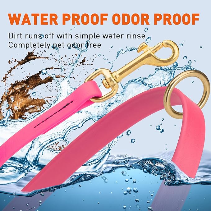 Viper Biothane K9 Working Dog Leash Waterproof Lead for Tracking Training Schutzhund Odor-Proof Long Line with Solid Brass Snap for Puppy Medium and Large Dogs 4ft, Passionfruit Pink