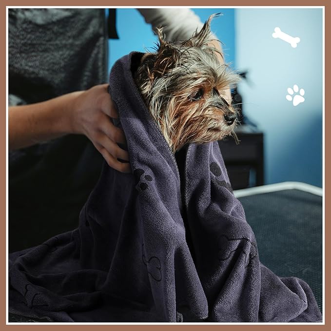 Chumia 8 Pcs Dog Towels for Drying Dogs Cats Pet Towels Bulk Puppy Microfiber Quick Drying Paw Bath Bathing Supplies Absorbent for Medium Pets(Brown, Gray,40 x 24 Inch)