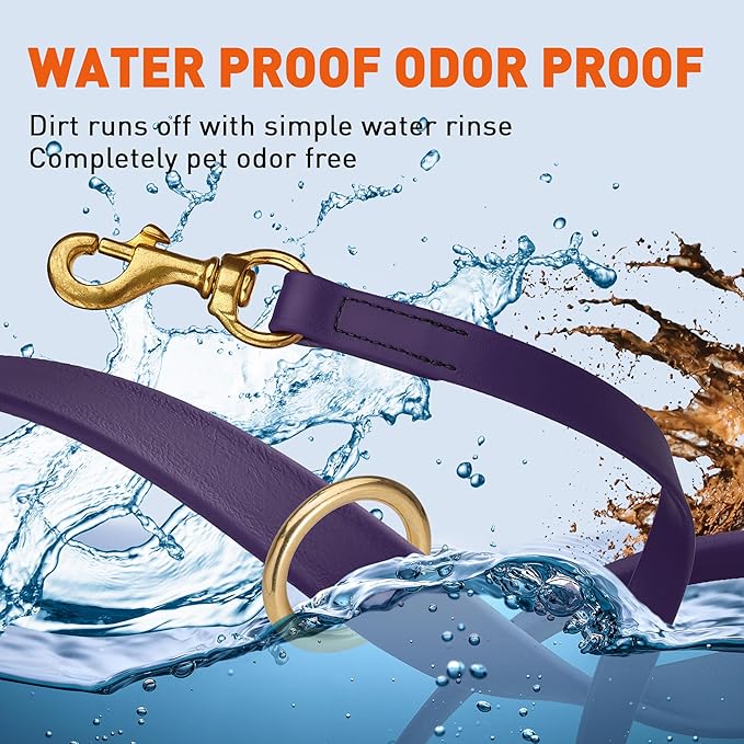 Viper Biothane K9 Working Dog Leash Waterproof Lead for Tracking Training Schutzhund Odor-Proof Long Line with Solid Brass Snap for Puppy Medium and Large Dogs 20in, Violet Purple