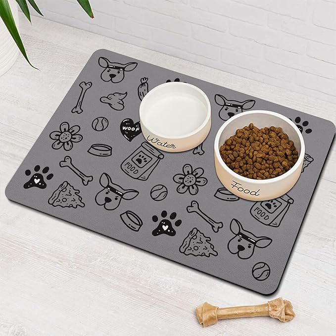 Pet Feeding Mat for Floors Waterproof Dog Mat for Food and Water Absorbent Quick Dry Non Slip mat for Cat Bowls
