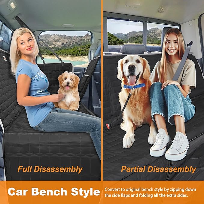 Dog Hammock for Truck,Dog Car Seat Cover for Back Seat, Waterproof Seat Cover for Trucks with Mesh Window,Backseat Cover for Dogs in Car for F150/RAM1500/Sierra/Silverado