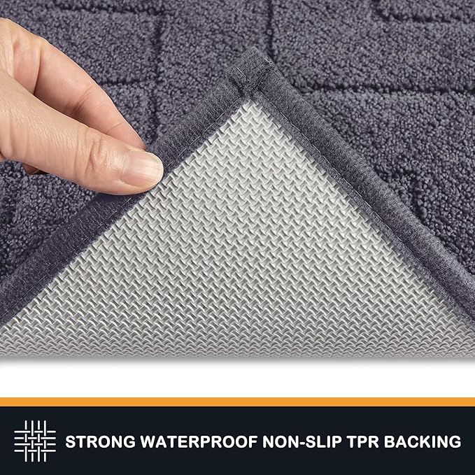 PURRUGS Dirt Trapping Door Mat 24" x 35.5", Non-Slip Machine Washable Entry Rug, Dog Doormat, Indoor Front Door Mat, Super Absorbent Entryway Rug for Muddy Shoes & Paws, Grey
