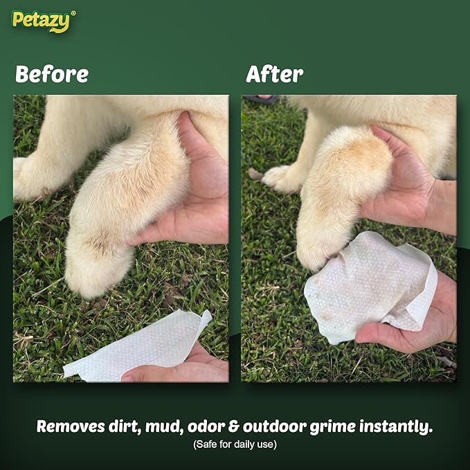 Dog Wipes for Paws and Butt Ears Eyes | XL 8x8 Natural Pet Wipes for Dogs | Hypoallergenic Chamomile Scented Dog Wipes Cleaning Deodorizing | Extra Thick Wipes Dogs Cats Pets | 100 Count
