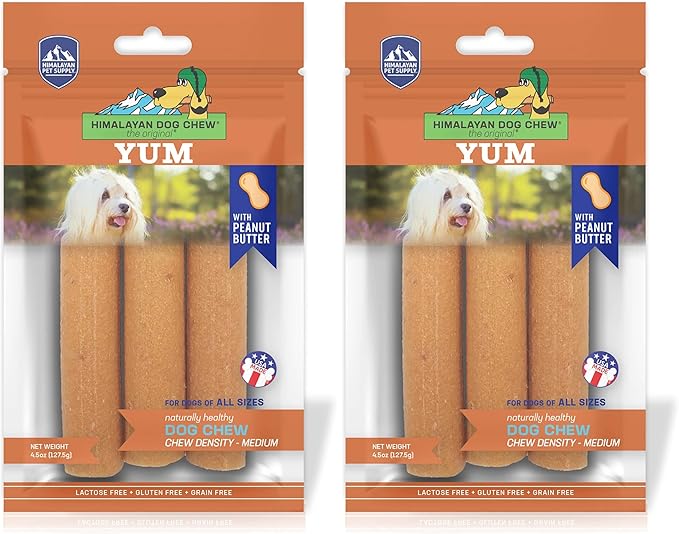 yaky Yum Himalaya Cheese Treats | Lactose Free | Gluten Free | Grain Free | USA Made | for All Breeds | Peanut Butter Cheese Chew (Pack of 2)