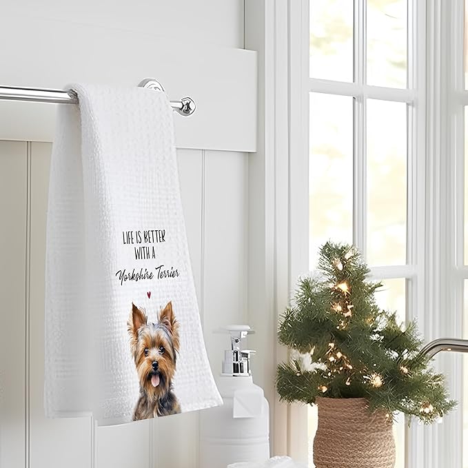 Yorkshire Terrier Gifts: 16x24 inch Yorkie Mom Lovers Kitchen Towels - Yorkie Terrier Decor