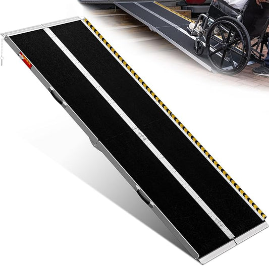 VNN Portable Wheelchair Ramp 8FT, Seamless Non-Slip Aluminum Ramps for Wheelchairs for Home, Handicap Wheelchair Ramps for Home Steps, Aluminum Loading Dock Plates