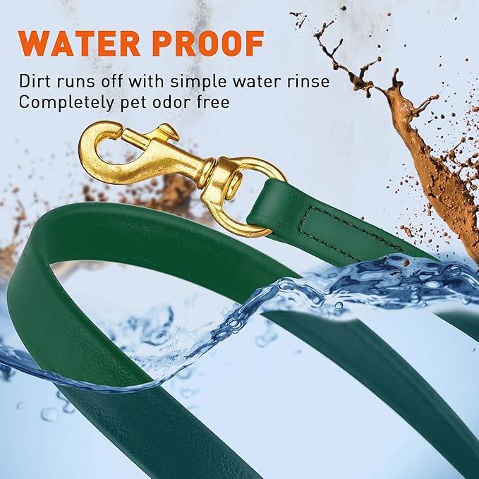Viper Biothane K9 Working Dog Leash Waterproof Lead for Tracking Training Schutzhund Odor-Proof Long Line with Solid Brass Snap for Puppy Medium and Large Dogs, 33ft Hunter Green