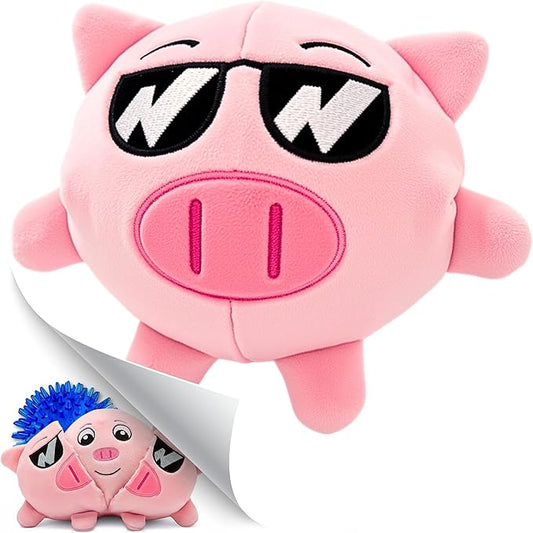 3 in 1 Squeaky Soft Plush Durable Dog Chew Toy for Aggressive Chewers, No Stuffing Interactive Tough Rip & Reveal Crinkle Pink Pig Ball in Gift Box, Puppy, Small & Large Breed Pets Birthday Present