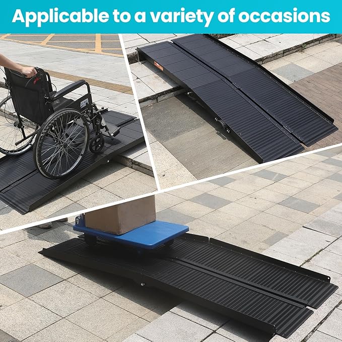 Wheelchair Ramp 5ft, Portable Non-Skid Aluminum Ramps for Wheelchairs for Home Steps, 800 LBS Capacity Handicap Ramp for Doorway, Homes, Threshold, Entry, Stairs 60" Lx 29.2" Wx2H